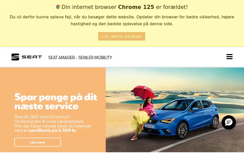 Screenshot of seat-amager.dk