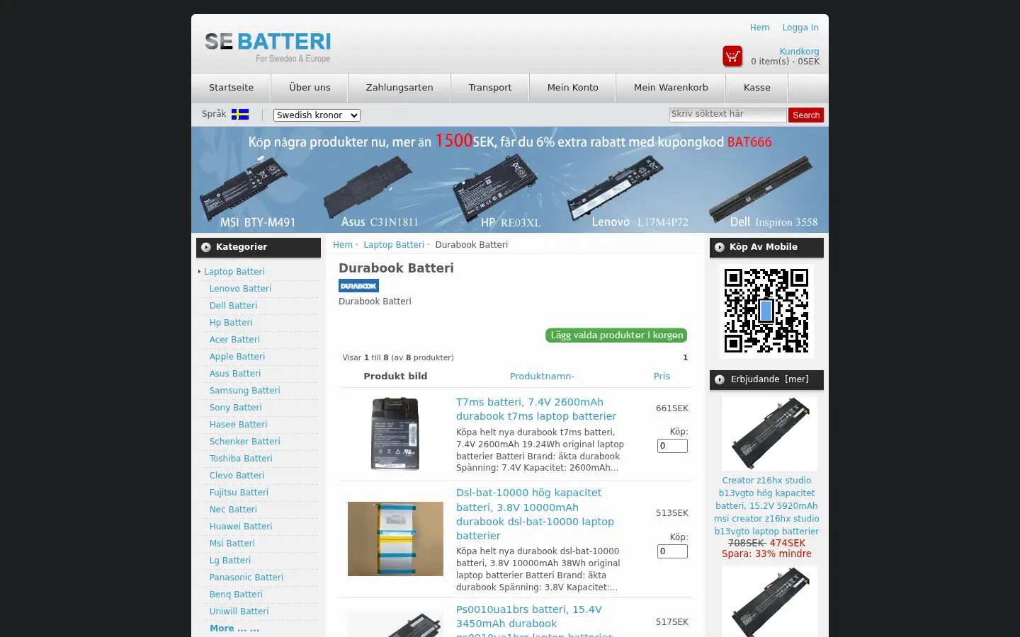 Screenshot of sebatteri.se