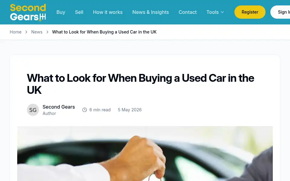 Screenshot of secondgears.co.uk