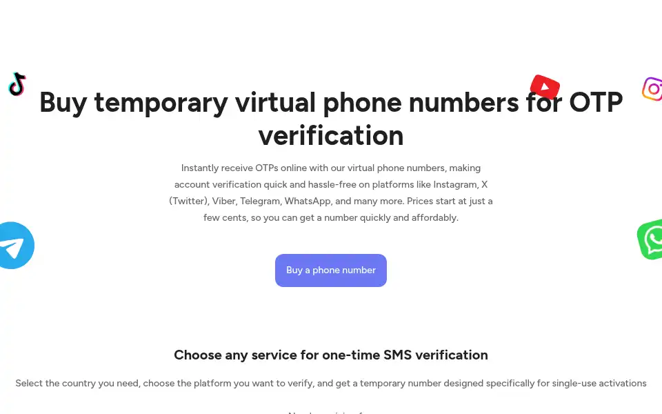 Screenshot of secondnumber.io