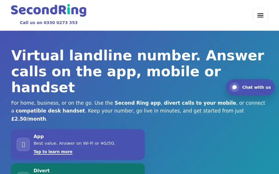 Screenshot of secondring.co.uk