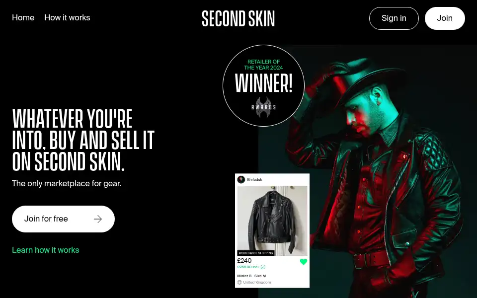 Screenshot of secondskin.co