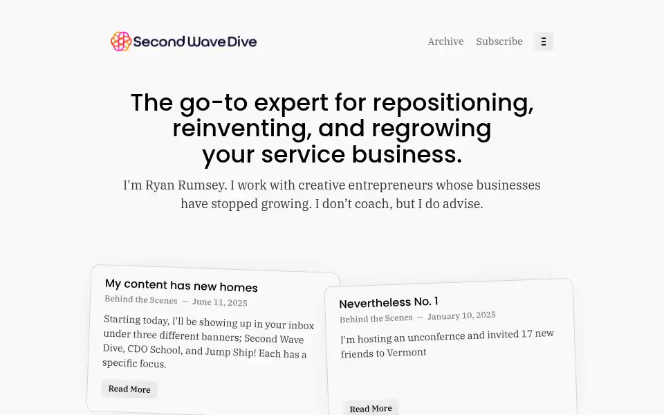 Screenshot of secondwavedive.com