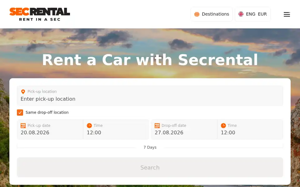 Screenshot of secrental.com