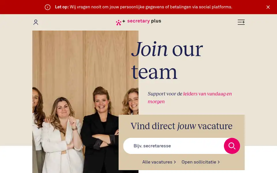 Screenshot of secretary-plus.nl