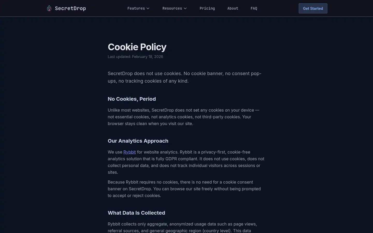 Screenshot of secretdrop.dev