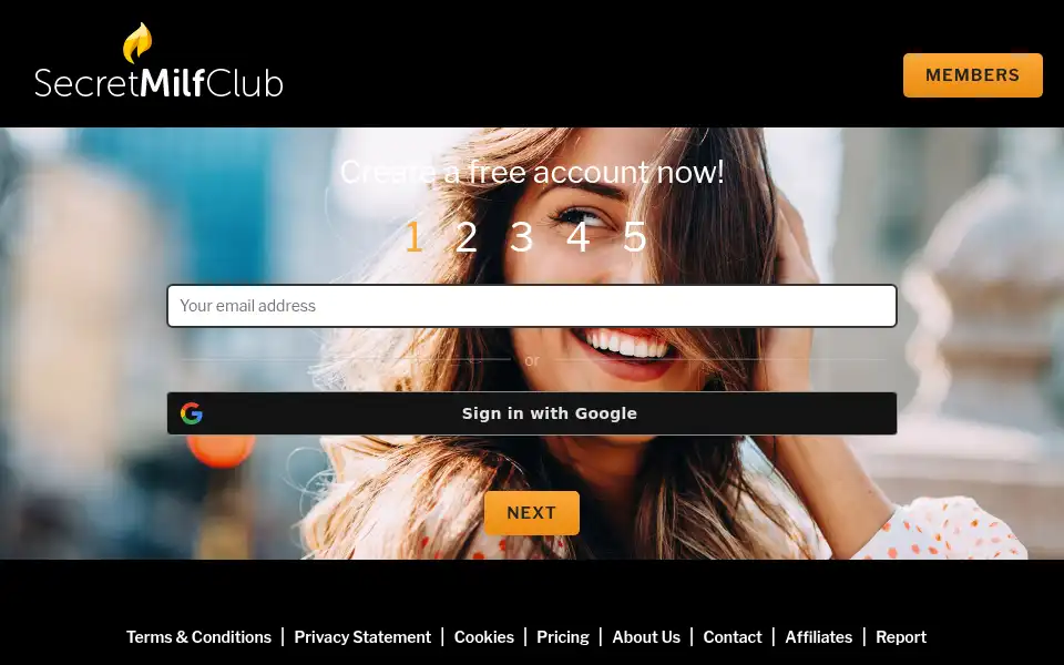 Screenshot of secretmilfclub.com