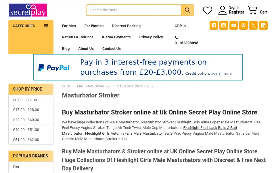 Screenshot of secretplay.co.uk