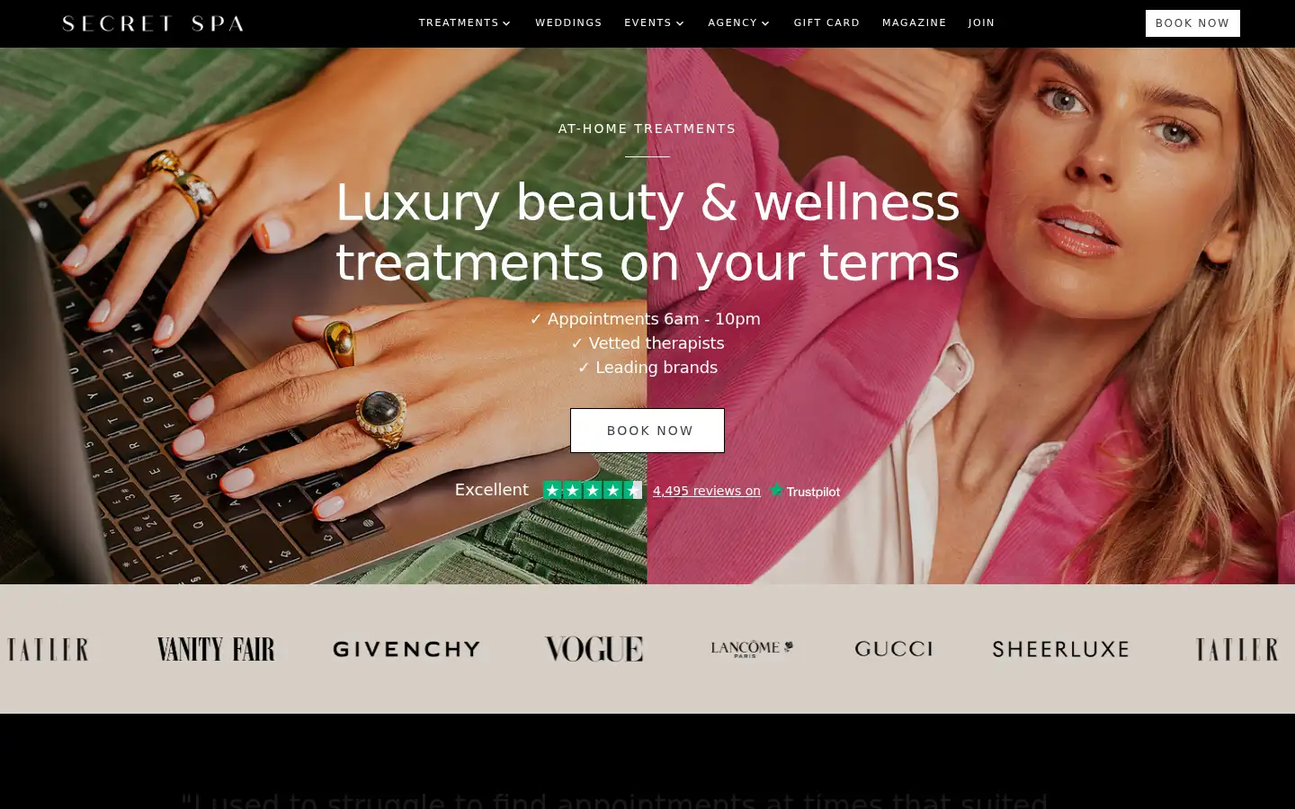 Screenshot of secretspa.co.uk