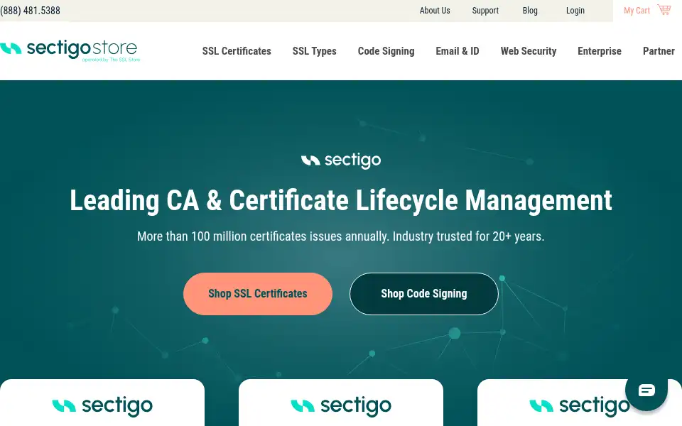 Screenshot of sectigostore.com