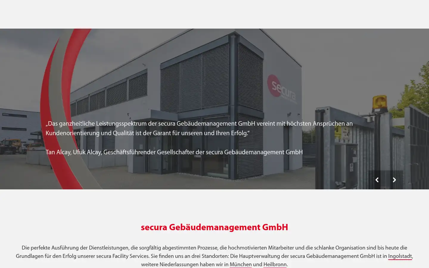 Screenshot of secura-facility.de