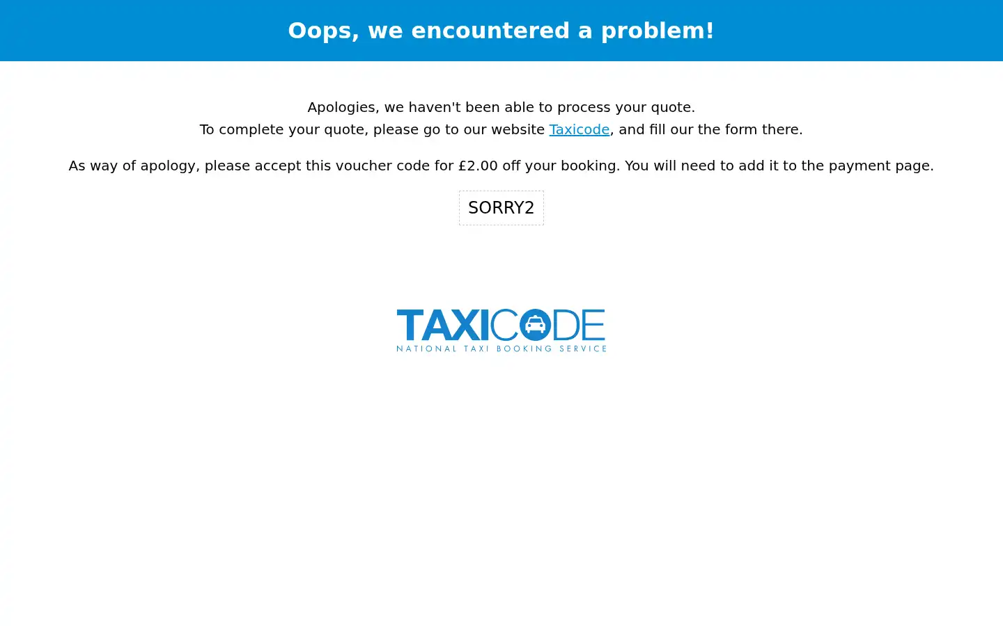 Screenshot of secure.taxicode.com