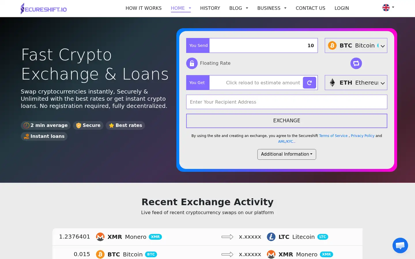 Screenshot of secureshift.io