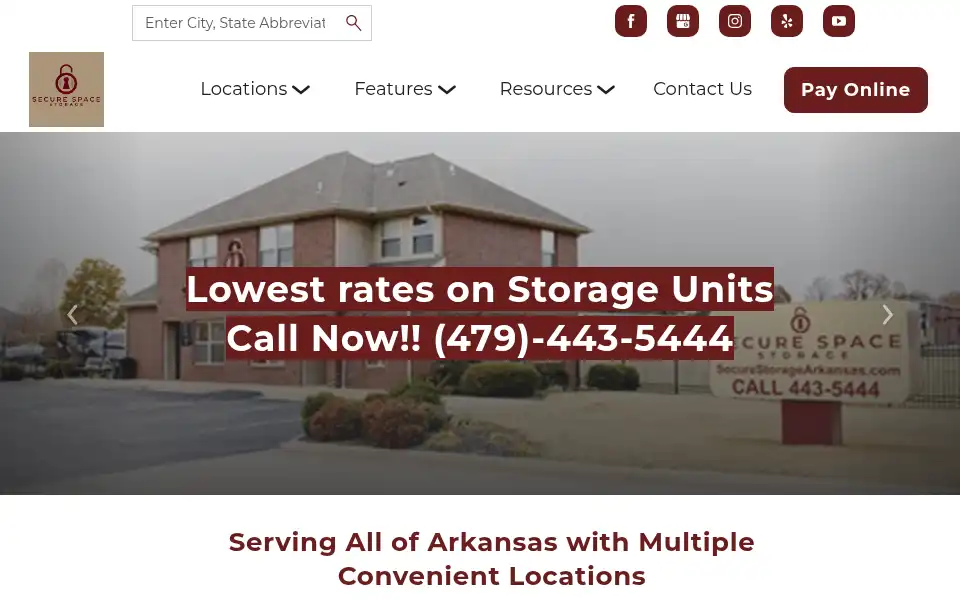 Screenshot of securestoragearkansas.com