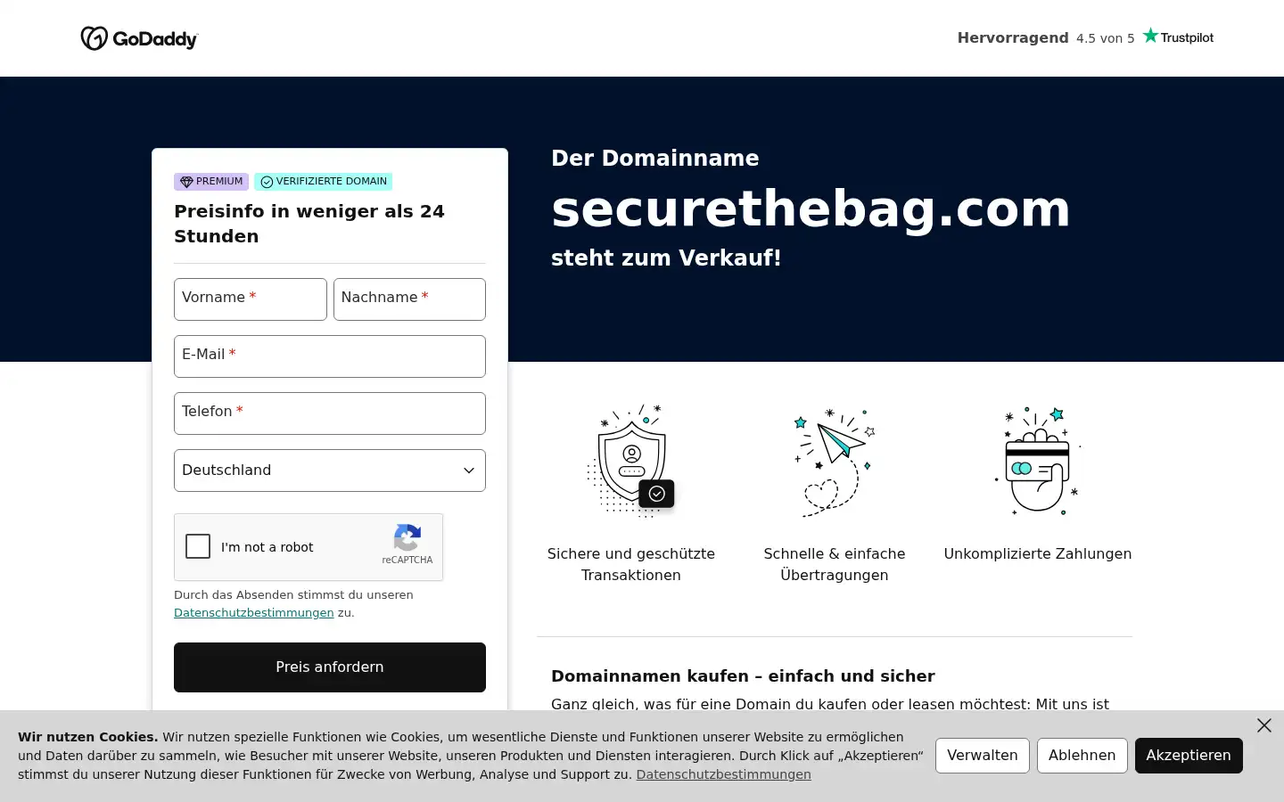 Screenshot of securethebag.com