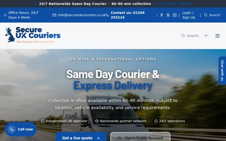 Screenshot of secureukcouriers.co.uk