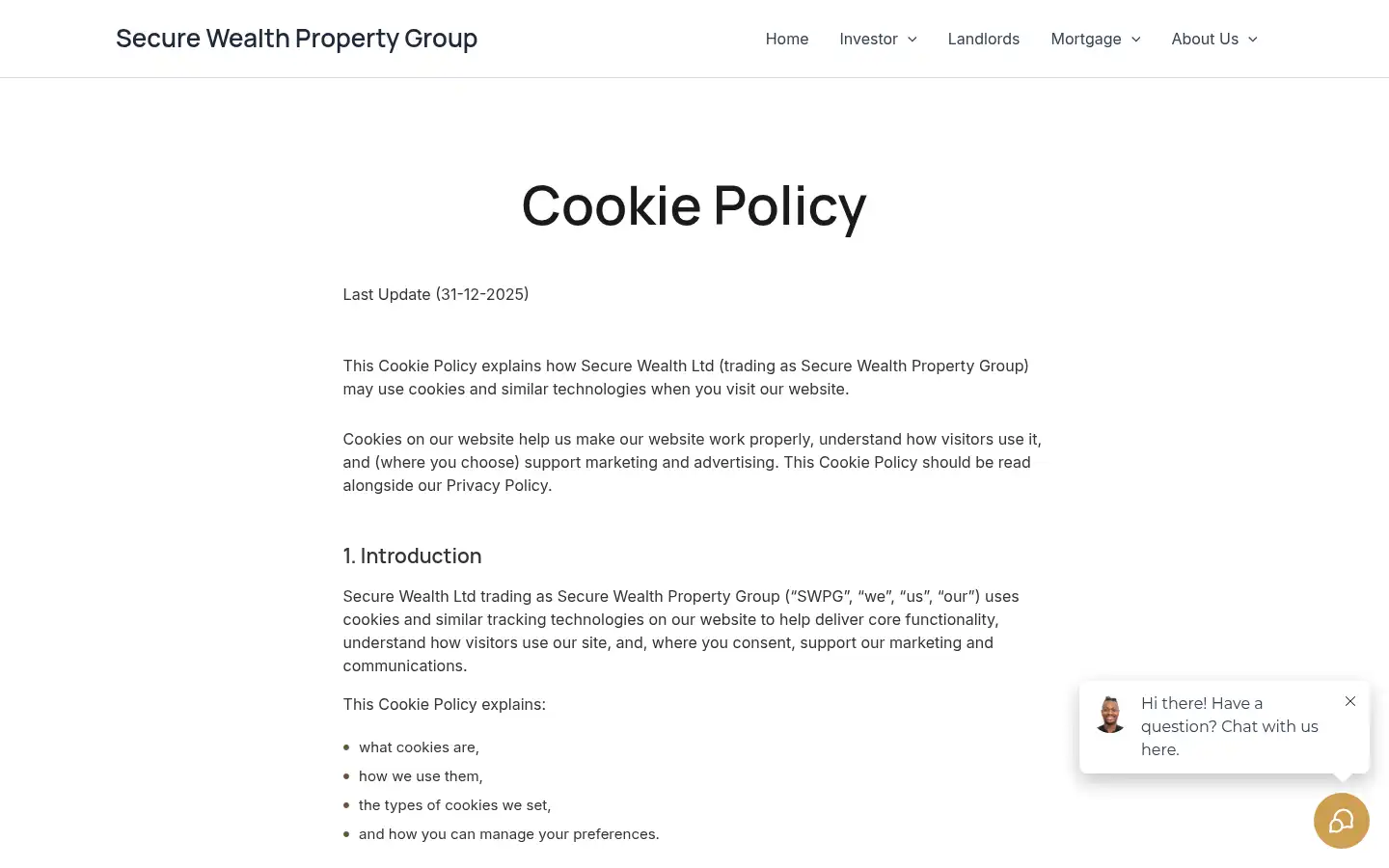 Screenshot of securewealthpropertygroup.co.uk