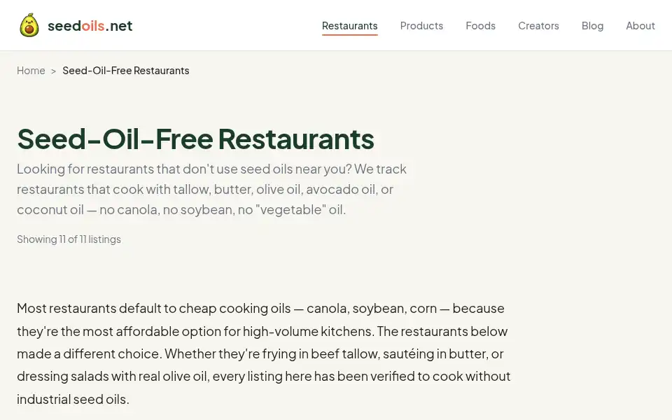 Screenshot of seedoils.net