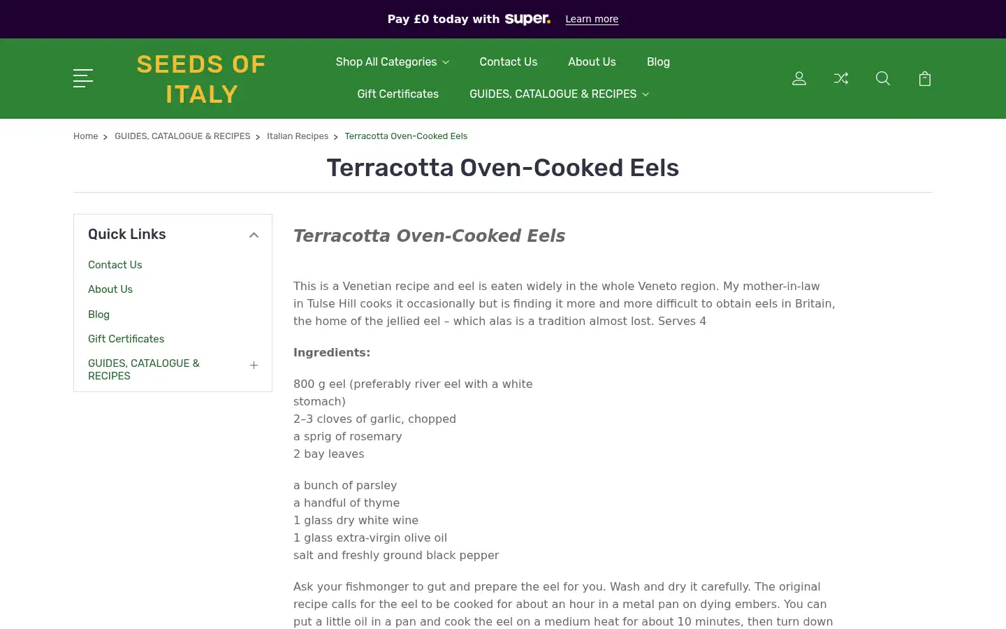 Screenshot of seedsofitaly.com