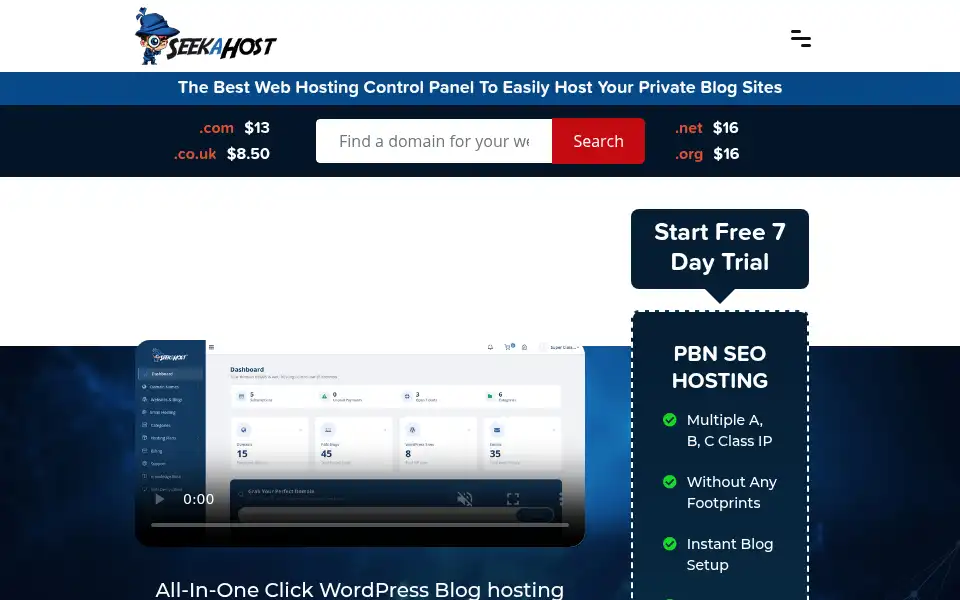 Screenshot of seekahost.app