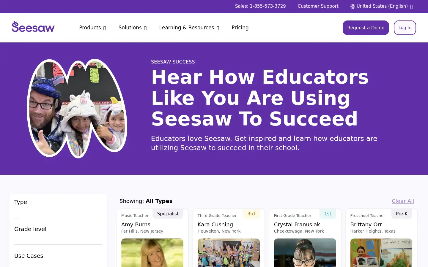 Screenshot of seesaw.com