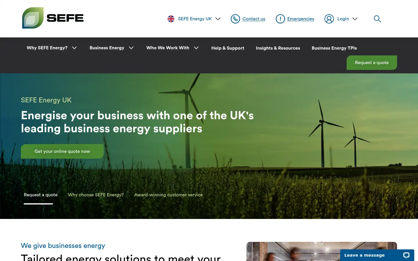 Screenshot of sefe-energy.co.uk