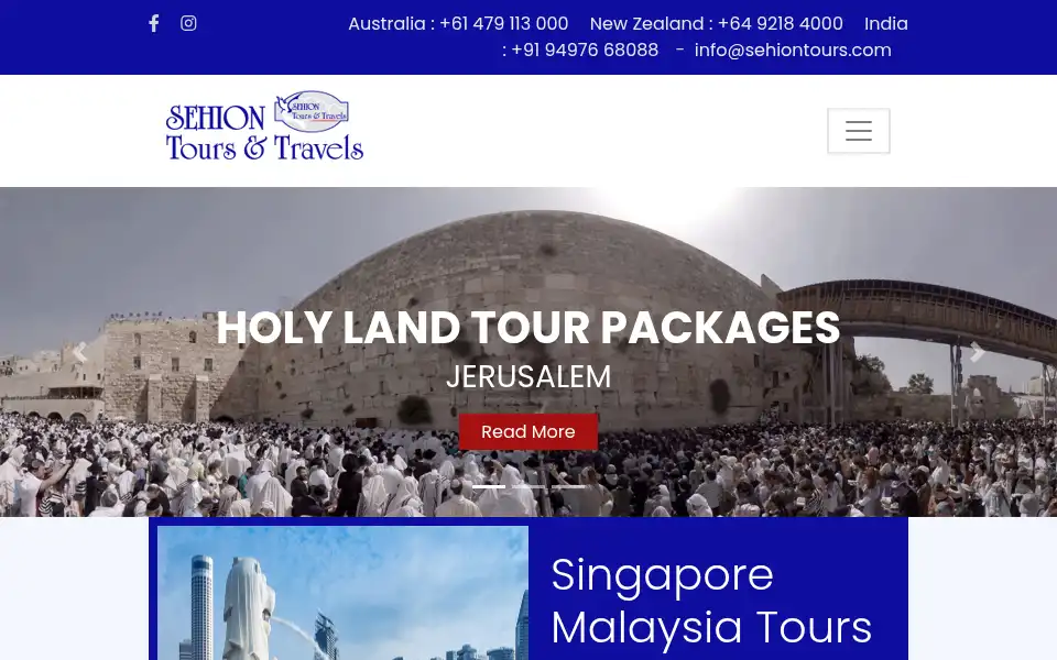 Screenshot of sehiontours.com