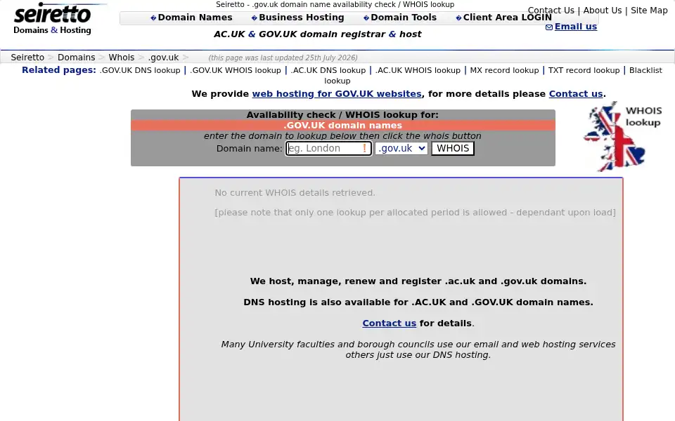 Screenshot of seiretto.co.uk