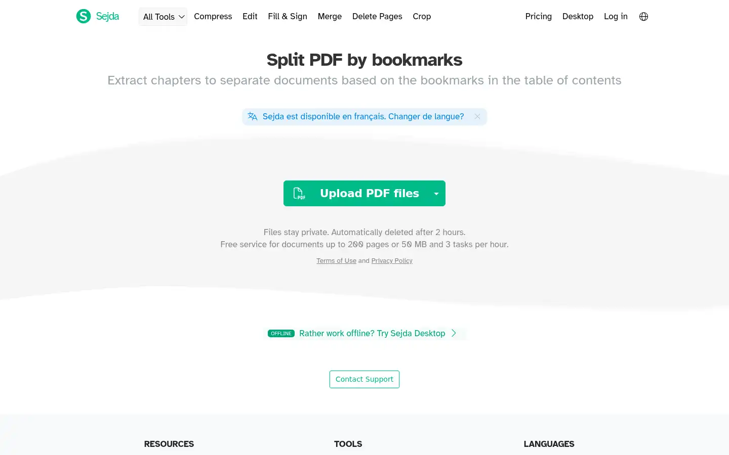 Screenshot of sejda.com