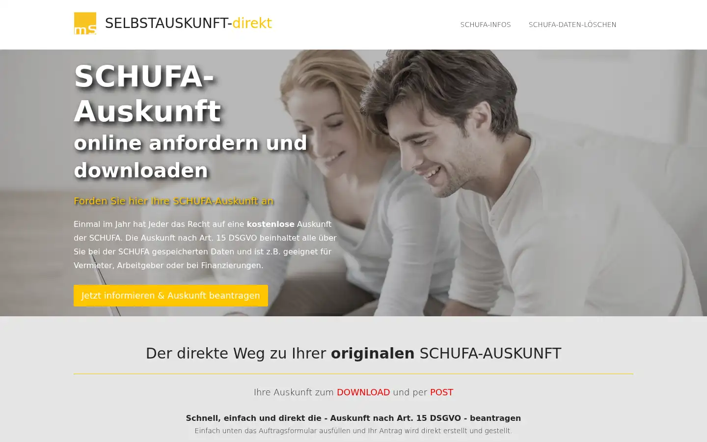 Screenshot of selbstauskunft-direkt.eu
