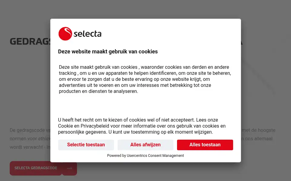 Screenshot of selectavending.nl