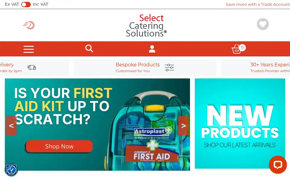 Screenshot of selectcateringsolutions.com