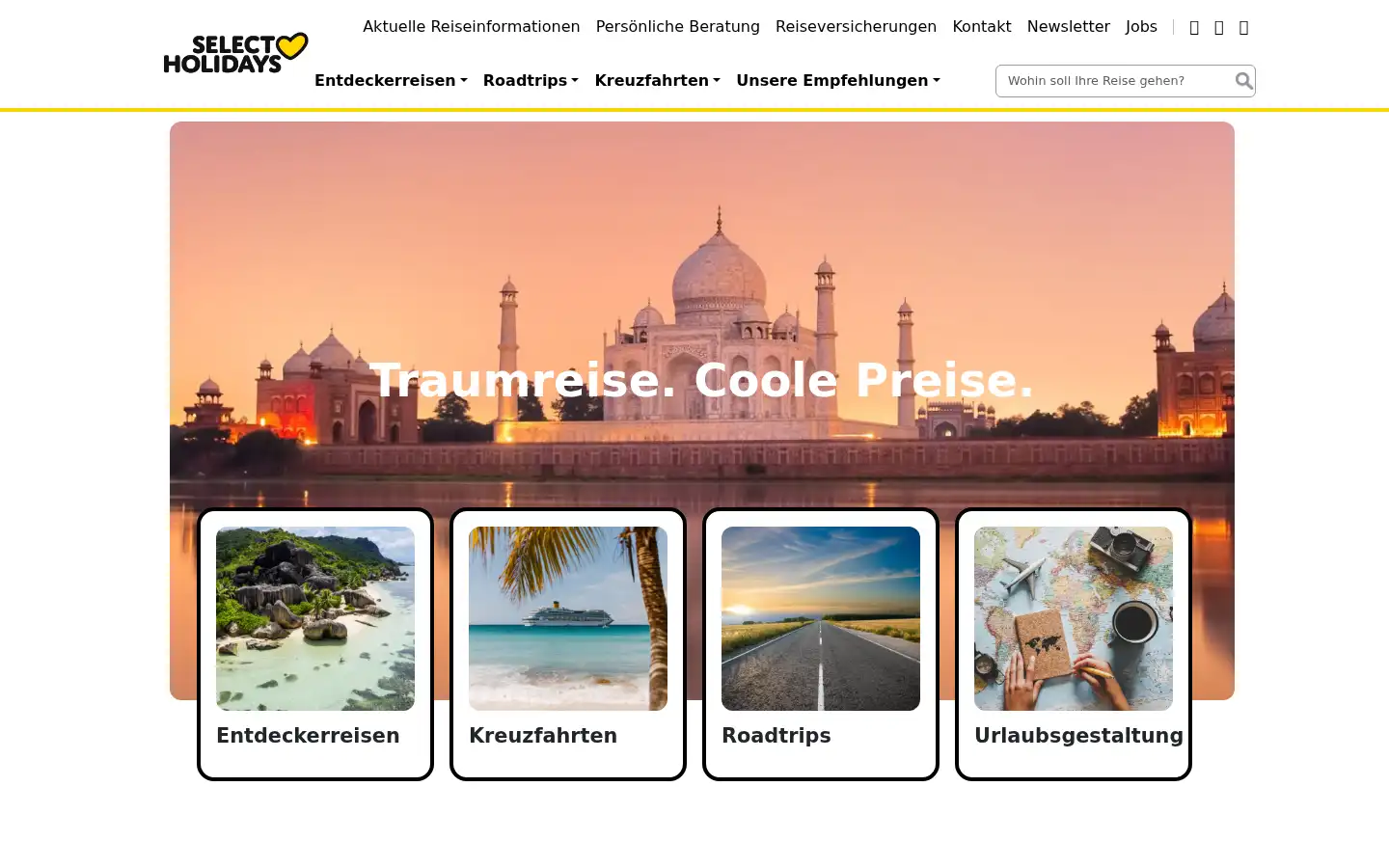Screenshot of selectholidays.de