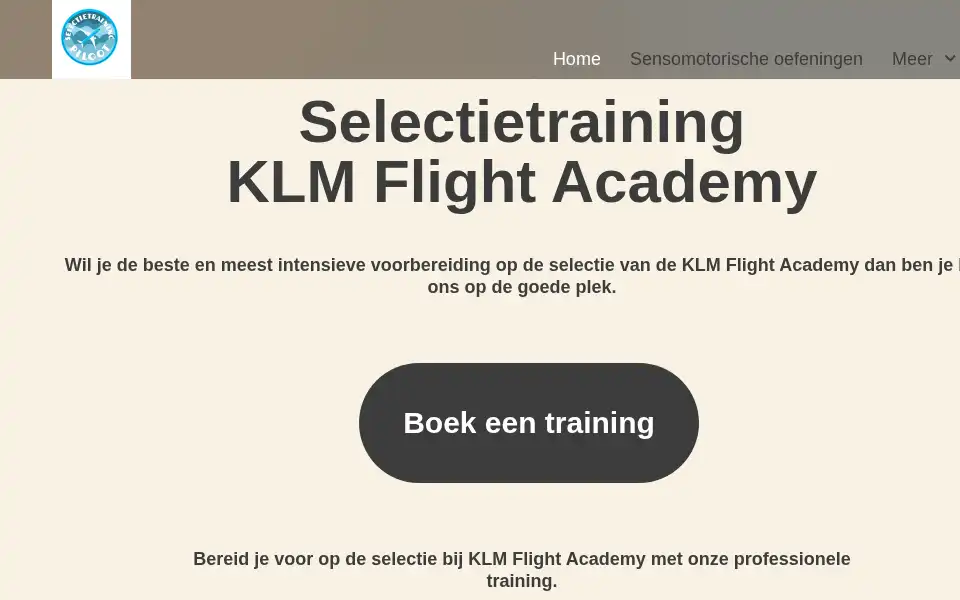 Screenshot of selectietrainingpiloot.nl