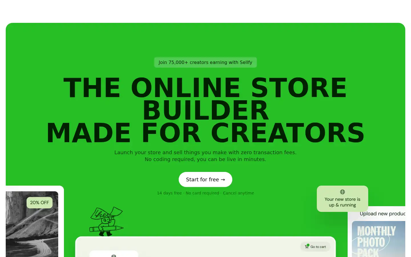 Screenshot of sellfy.com