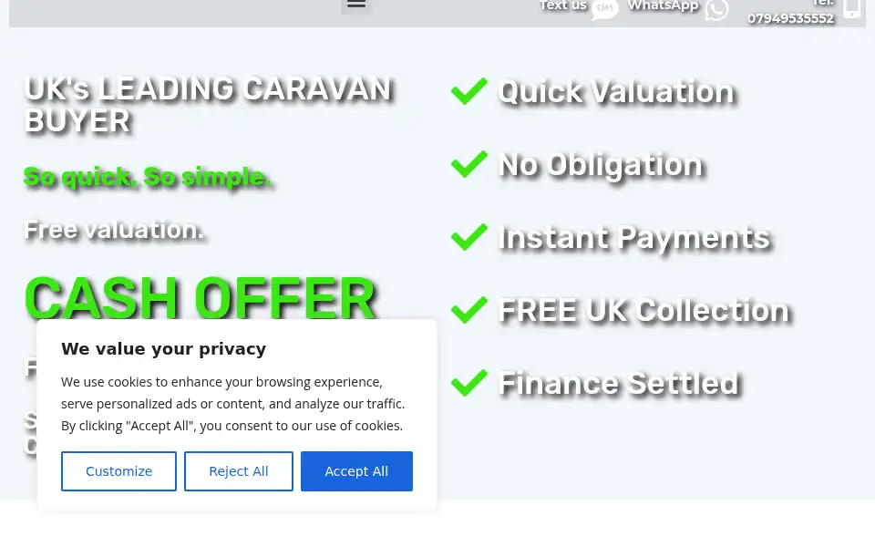 Screenshot of sellingyourcaravan.co.uk
