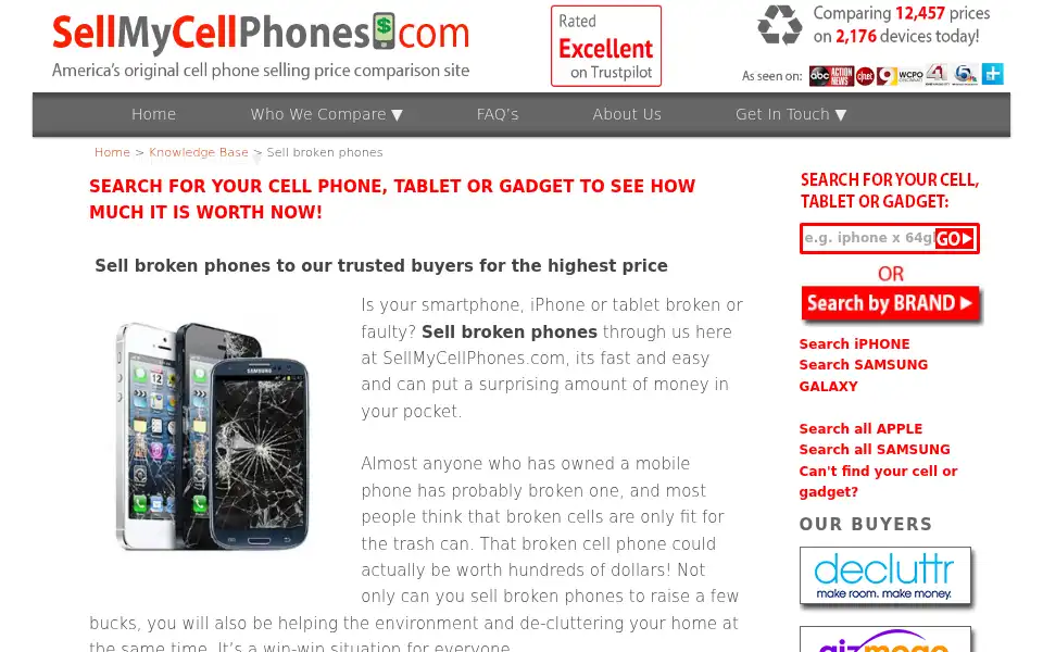 Screenshot of sellmycellphones.com