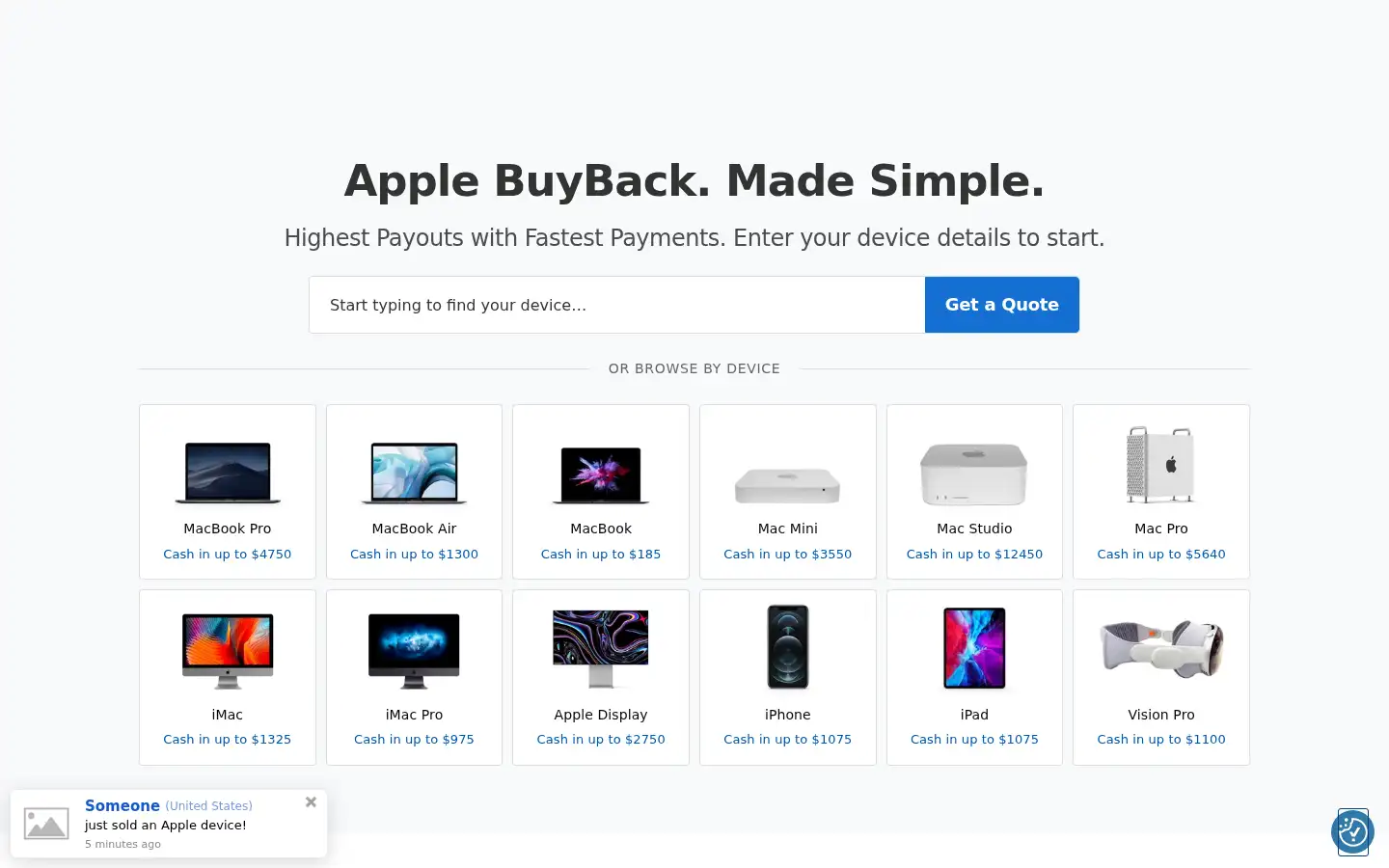 Screenshot of sellyourmac.com