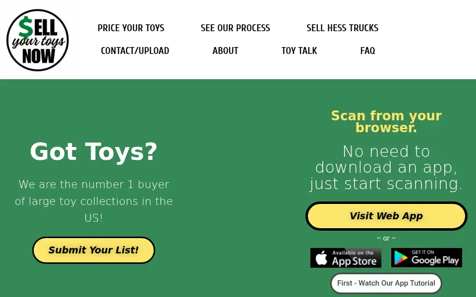 Screenshot of sellyourtoysnow.com