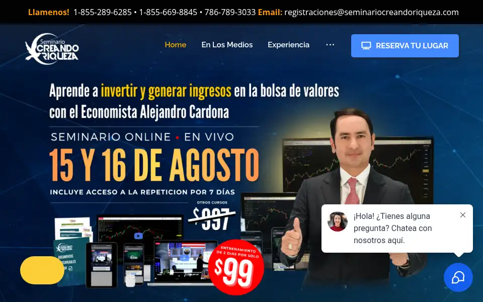 Screenshot of seminariocreandoriqueza.com