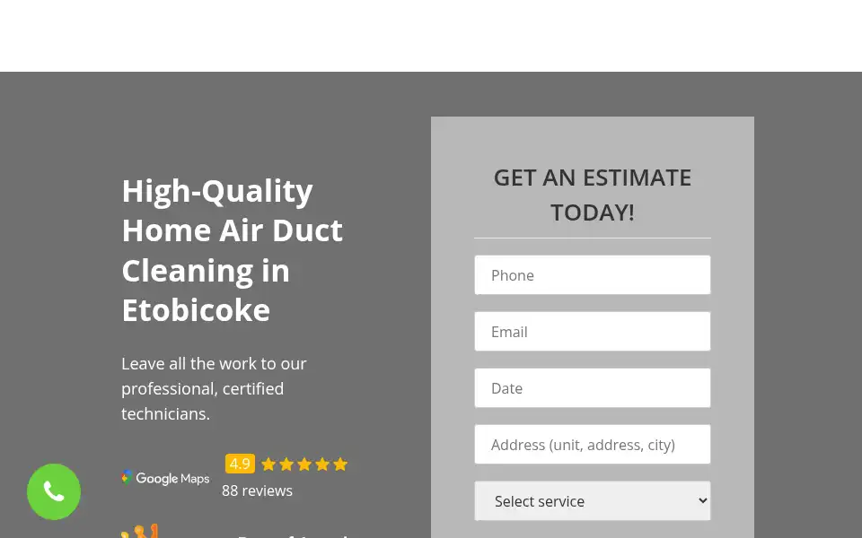 Screenshot of semsductcleaning.ca