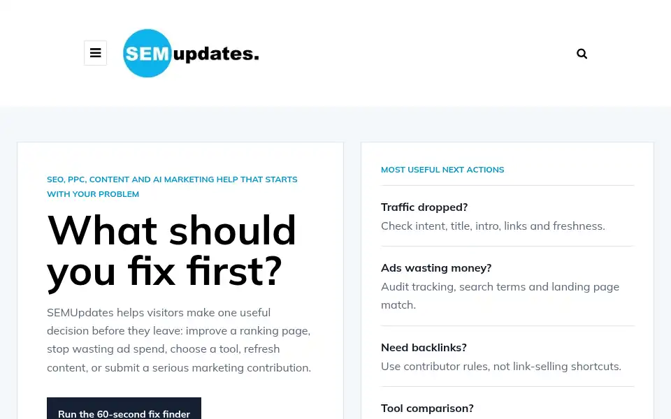 Screenshot of semupdates.com