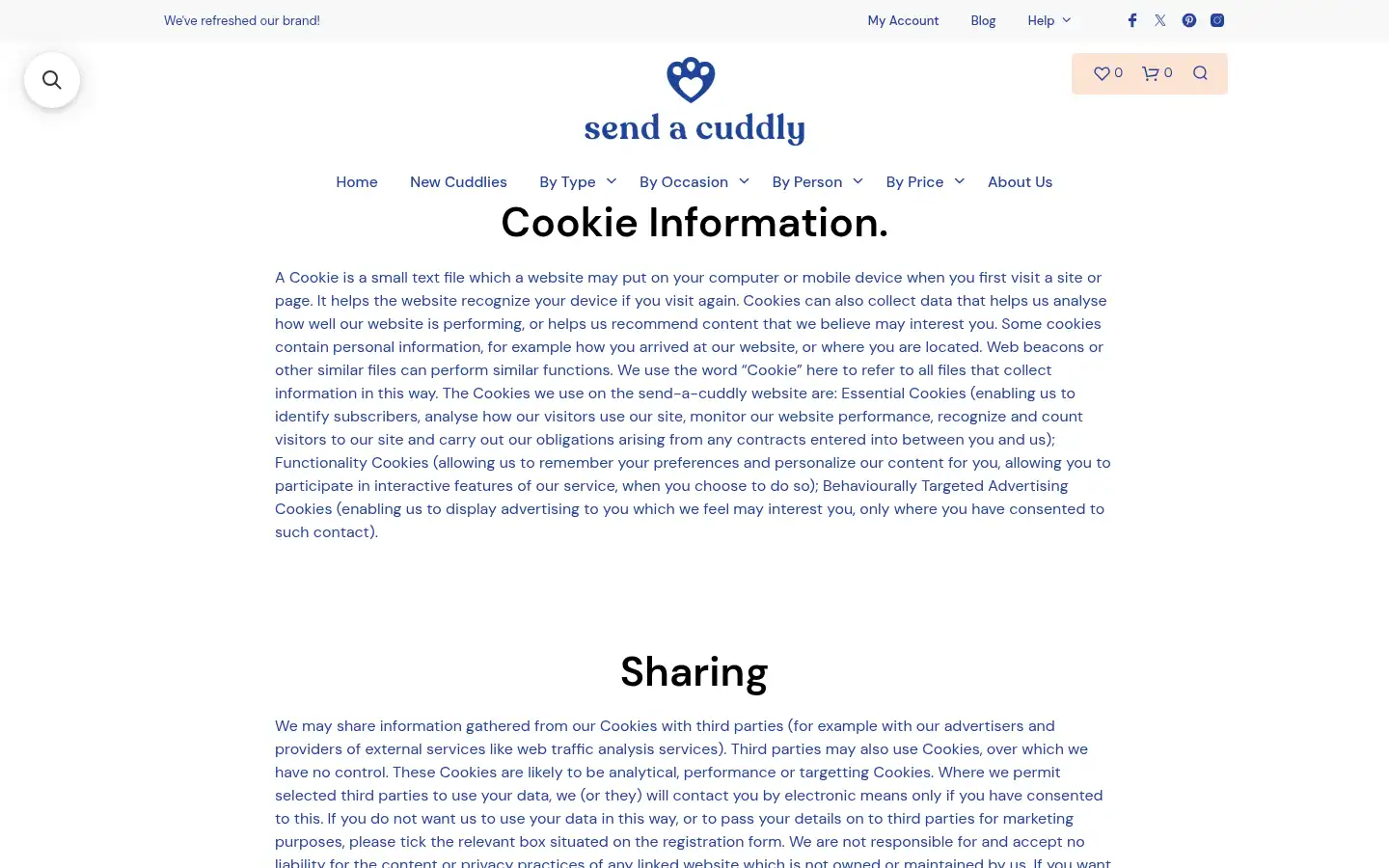 Screenshot of sendacuddly.co.uk