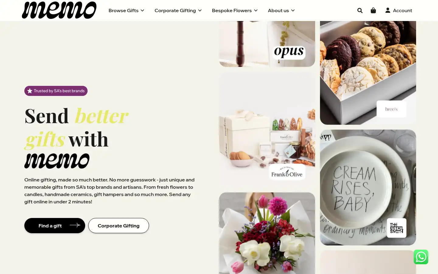 Screenshot of sendamemo.co.za