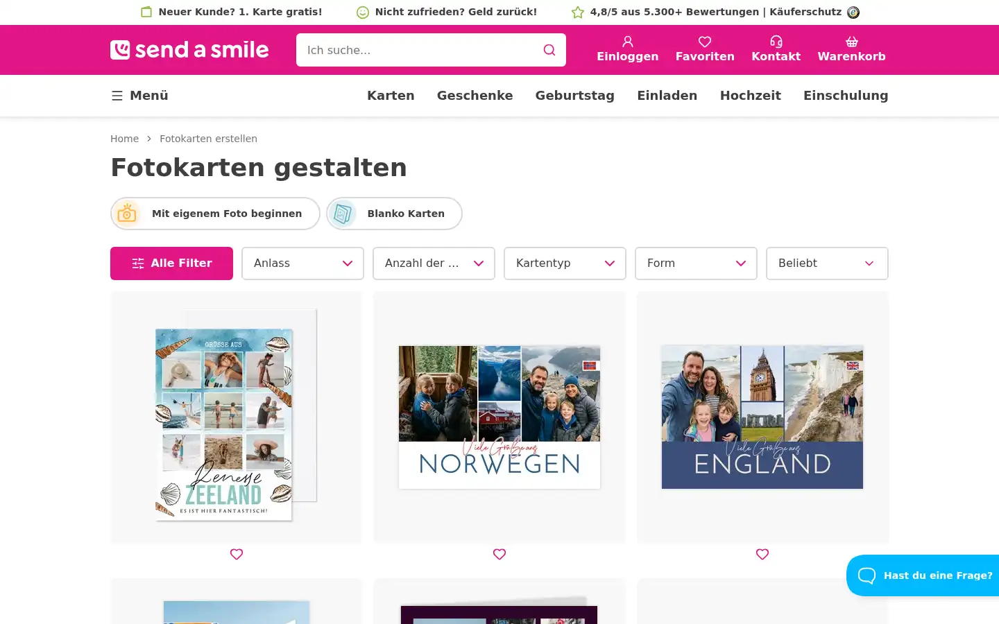 Screenshot of sendasmile.de