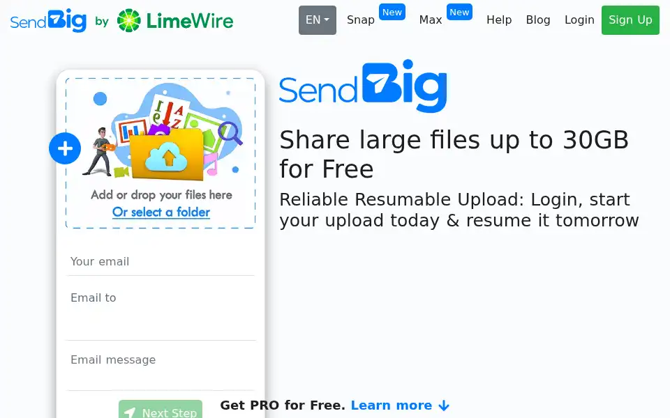 Screenshot of sendbig.com