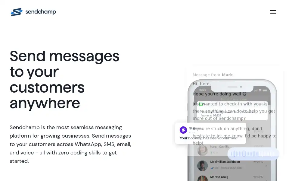 Screenshot of sendchamp.com