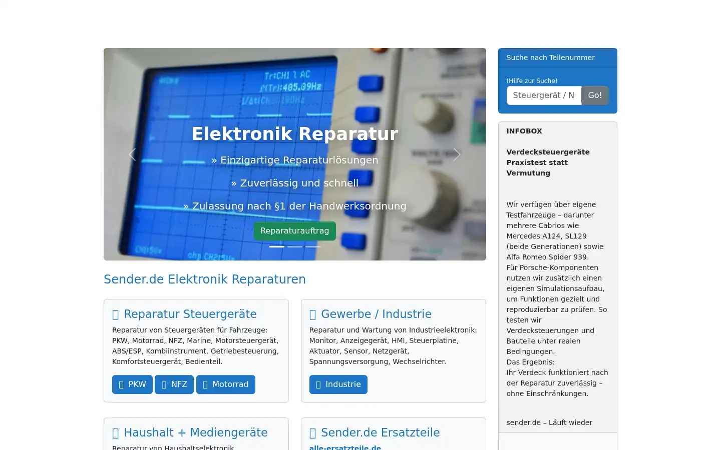 Screenshot of sender.de