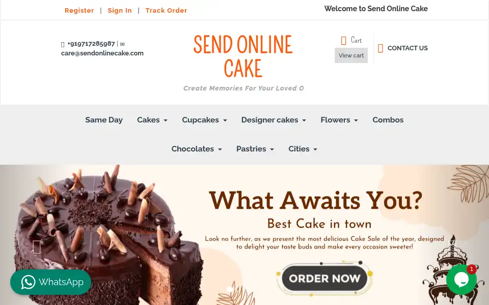 Screenshot of sendonlinecake.com