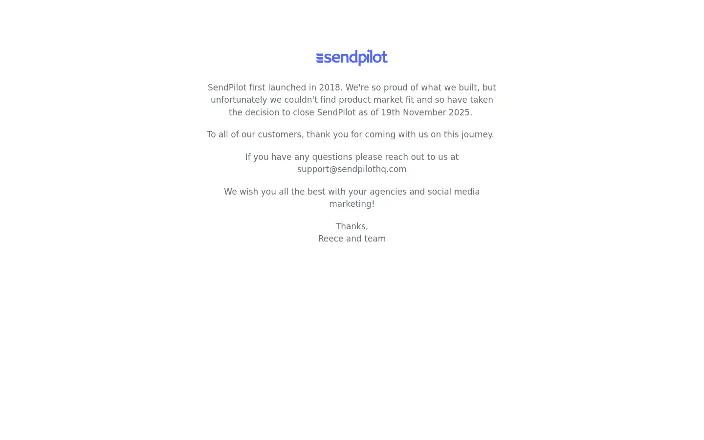 Screenshot of sendpilot.co